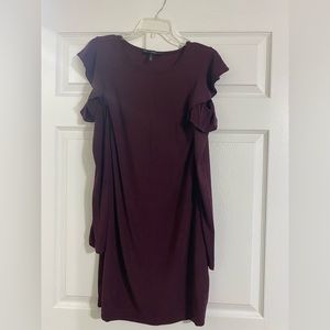 White House Black Market long sleeve, cold shoulder dress in wine. Size medium.